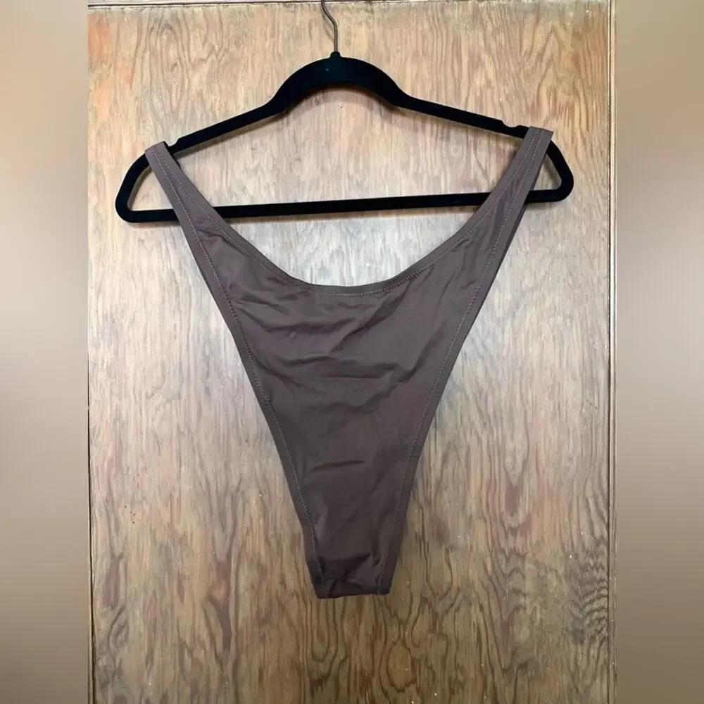 NWT Skims Recycled Swim Micro Tanga‎ Cheeky Bikini Bottoms Cocoa 4X Brown